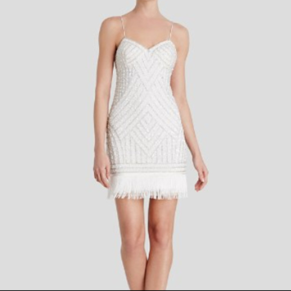 white beaded fringe dress